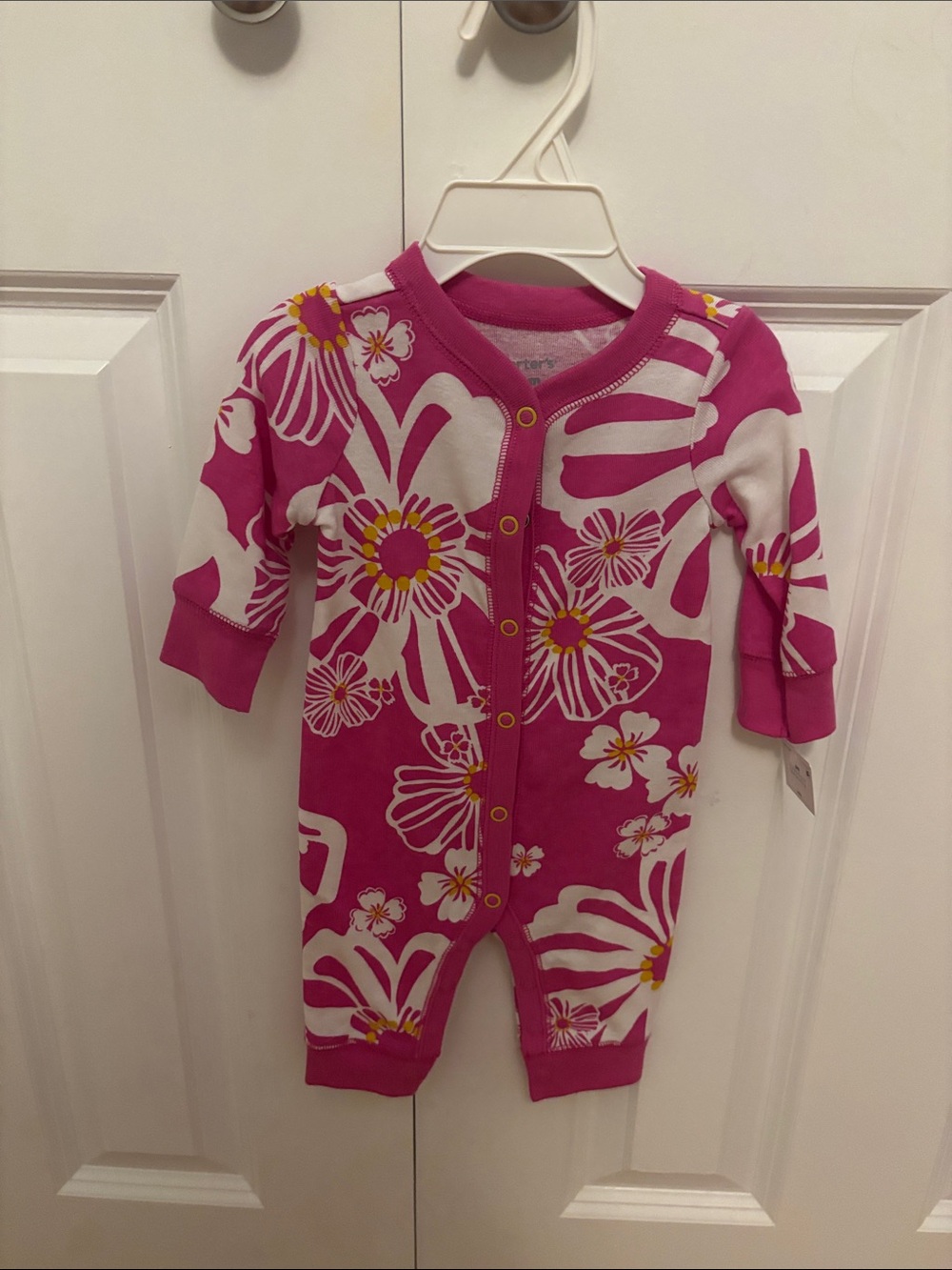 Carter's Floral Pink & White Baby Footie